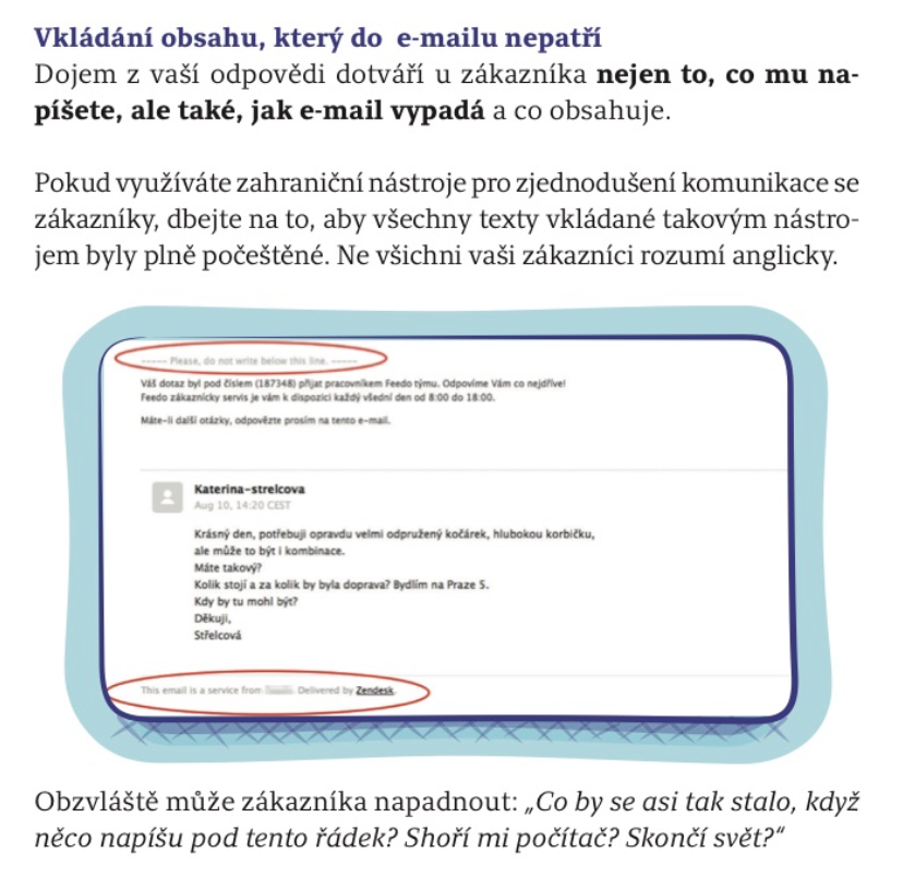 Ukázka nadbytečných informací v e-mailu. 