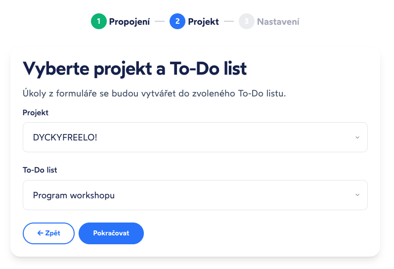 Freelo online formulář propojený s project managementem