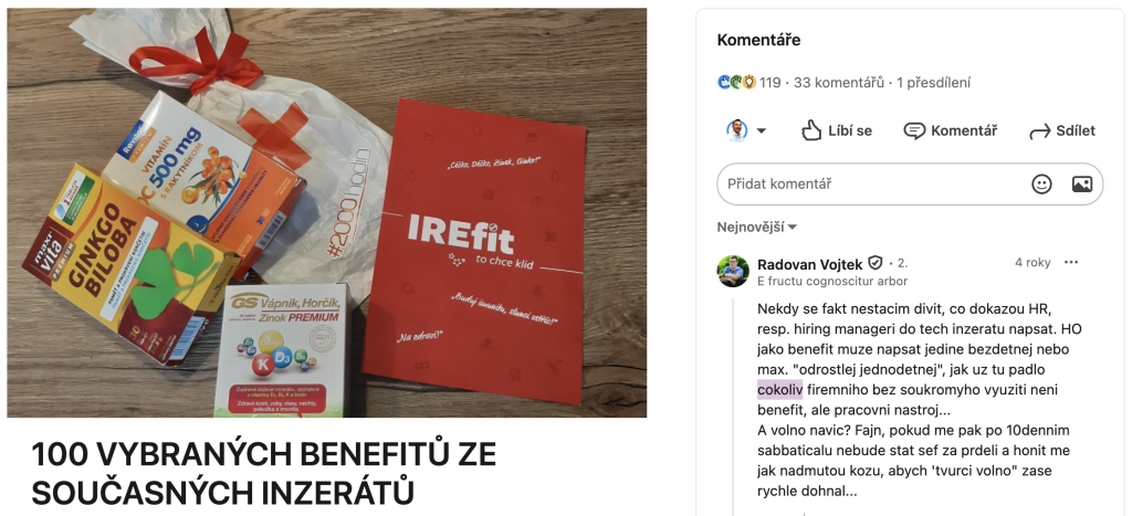 Pracovní nástroj není benefit. S tím souhlasí i&nbsp;LinkedIn komunita.